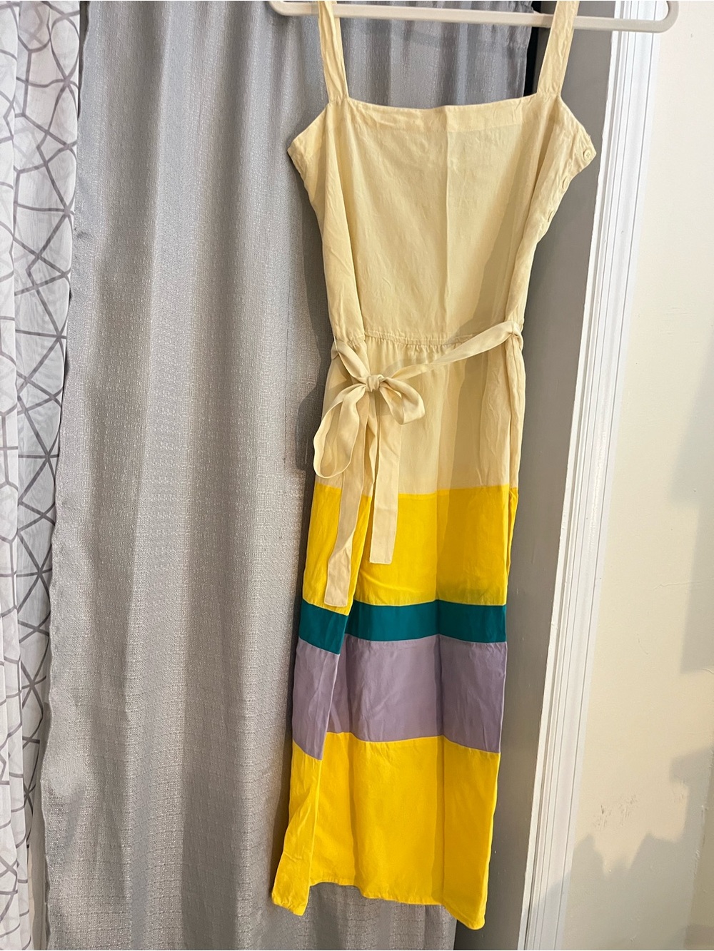 Diane Von Furstenberg Cream Silk color block Dress with Yellow
